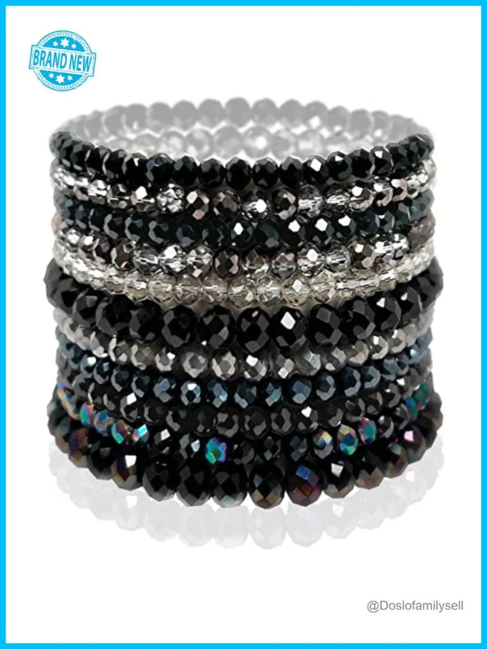 Crystal Glass Stretch Bracelet Stackable Layering Boho Beaded Friendship Gift